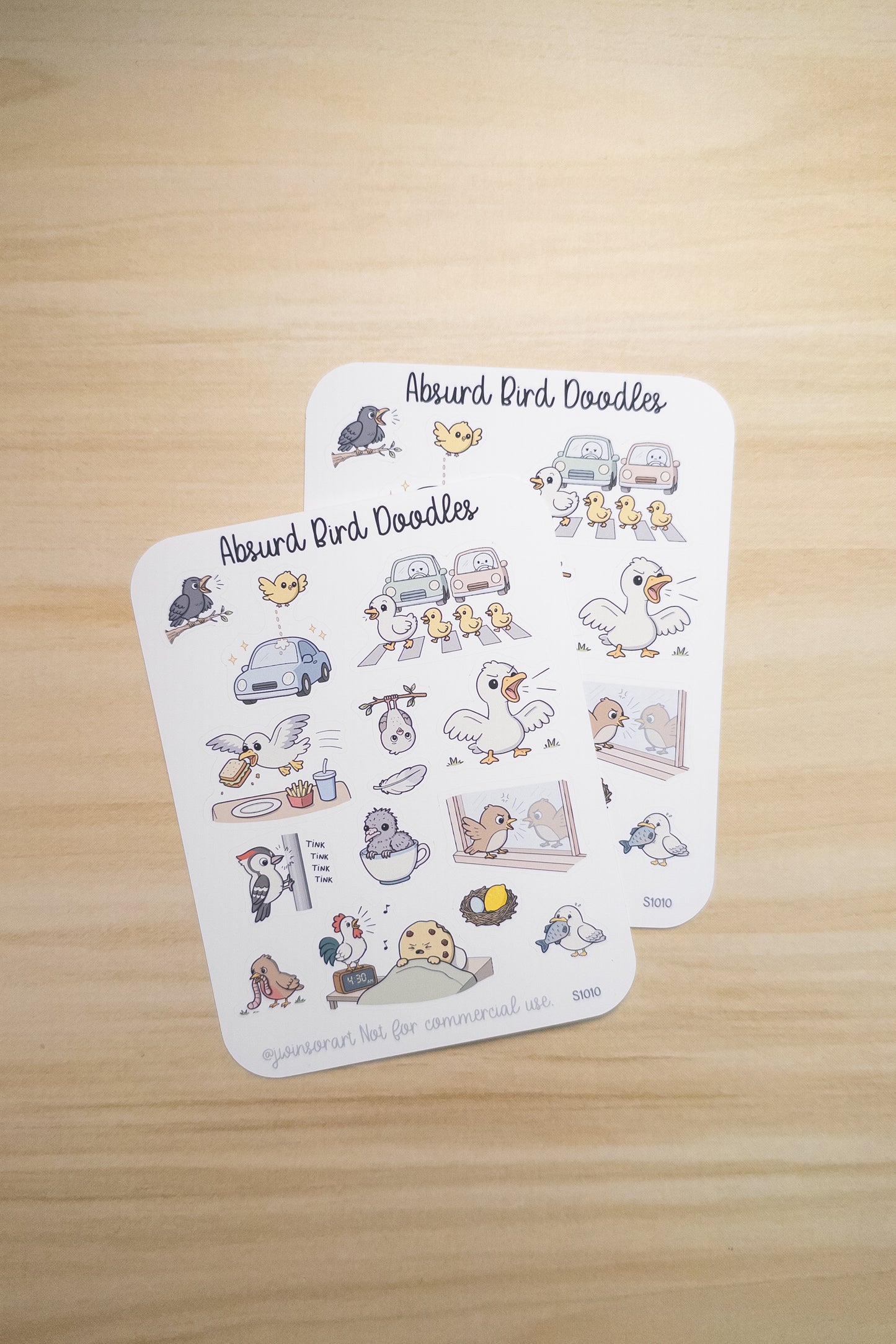 Absurd Birds Sticker Sheet | Funny Bird Doodles for Planners, Journals & Scrapbooking
