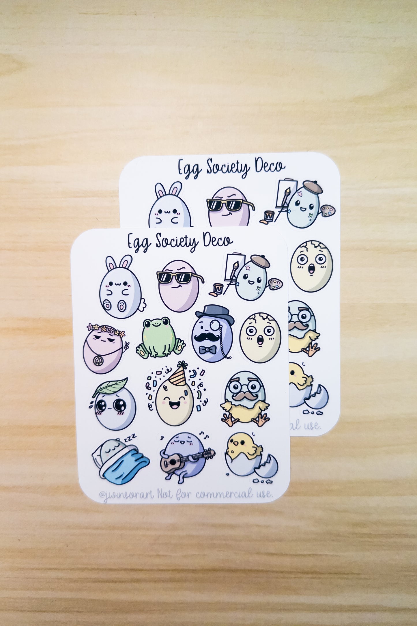 Easter Egg Society Deco Planner Sticker Sheet Cute Kawaii Simple Art Spring Bunny Frog Silly Chick Hatching Eggshell Artist Hippie Musician Dapper Chicken