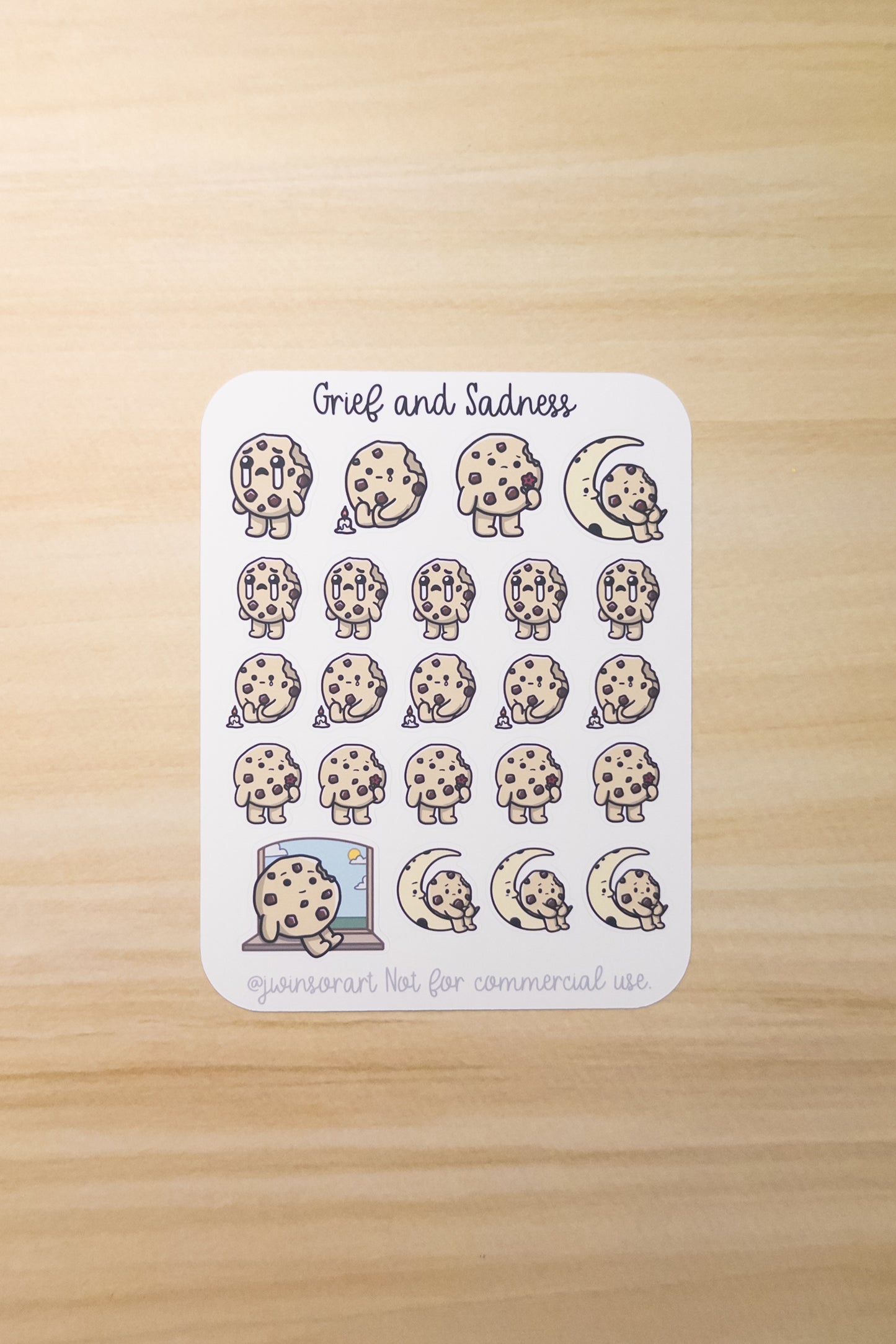 Grief and Sadness Cookie Planner Sticker Sheet Cute Kawaii Art Mourning Loss Death Depression Memorial Remembrance RIP Grieving Crying