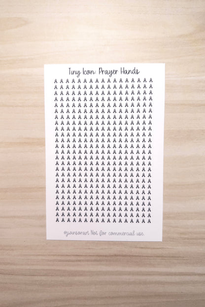 Tiny Icon: Prayer Hands Functional Sticker Sheet 5 mm Square Pray Religion Faith Belief Bujo Gratitude