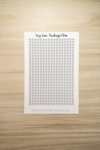 Tiny Icon: Package Box Functional Sticker Sheet 5 mm Square Mail Delivery Shipment Parcel Moving Bujo