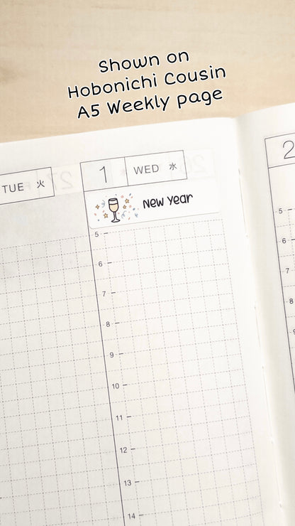 Global Holidays Sticker Sheet – Hobonichi Cousin A5 – Annual Celebrations & Birthdays – White or Color Background