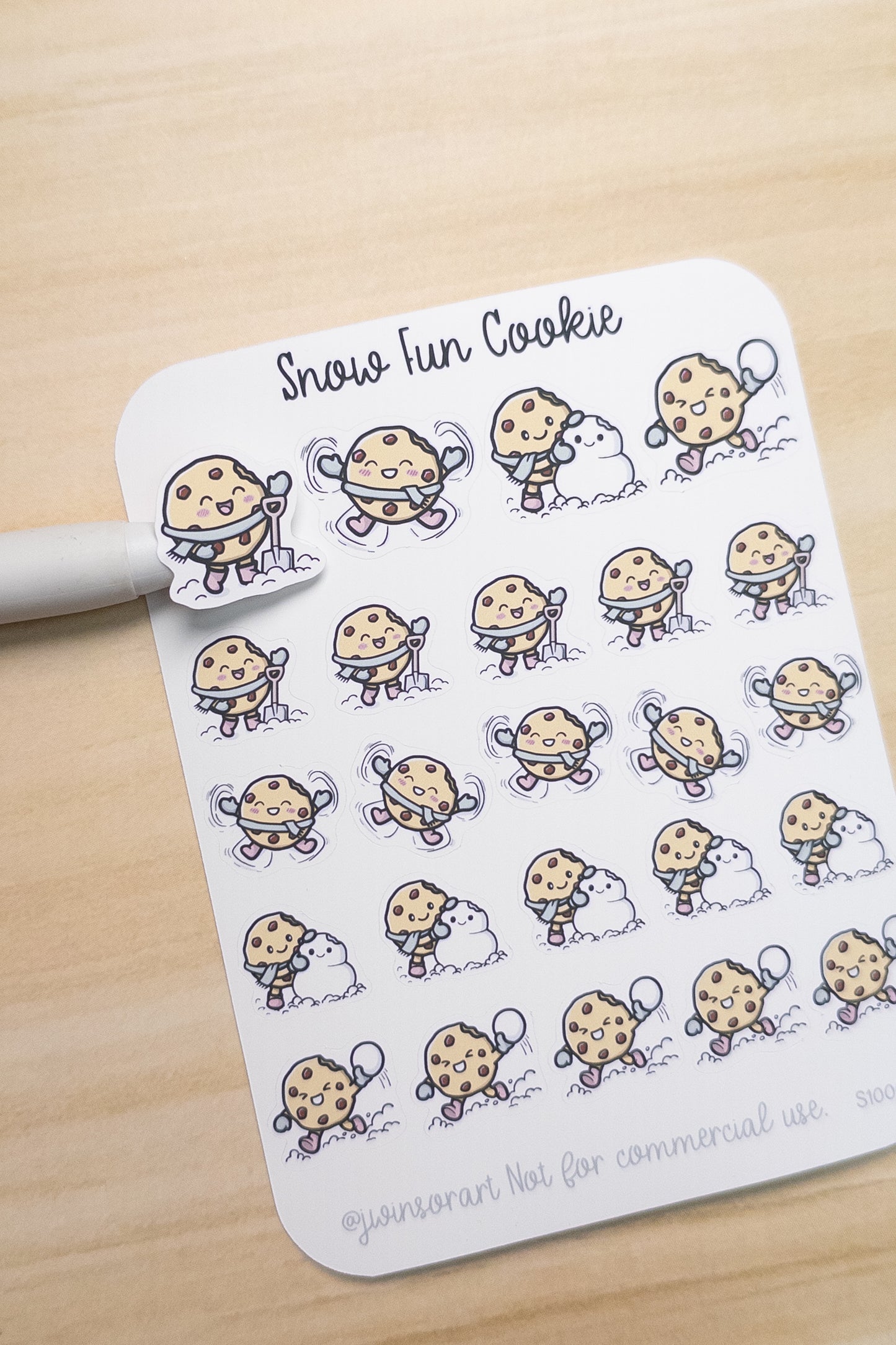 Snow Fun Cookie Sticker Sheet | Winter Play Planner Stickers | Cozy Seasonal Cookie