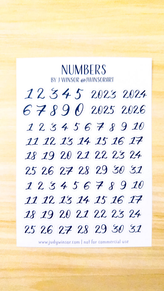 Numbers Planner Sticker Sheet Bujo Bullet Journal