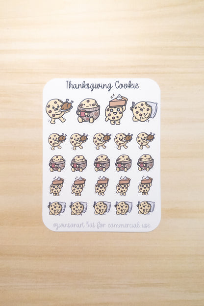 Thanksgiving Planner Stickers – Cute Cookie Character, Fall Journal Stickers, Food Coma Pie Turkey Autumn Kawaii Stickers