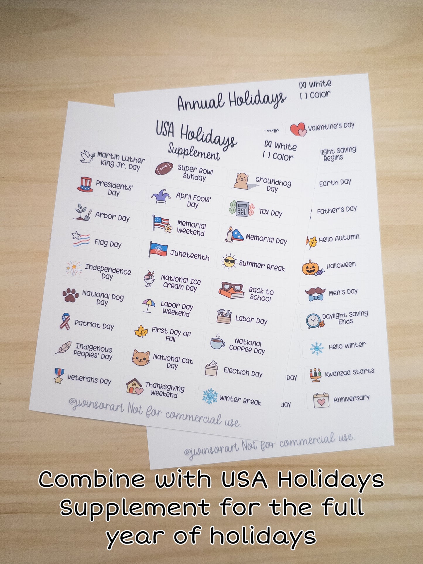 Global Holidays Sticker Sheet – Hobonichi Cousin A5 – Annual Celebrations & Birthdays – White or Color Background