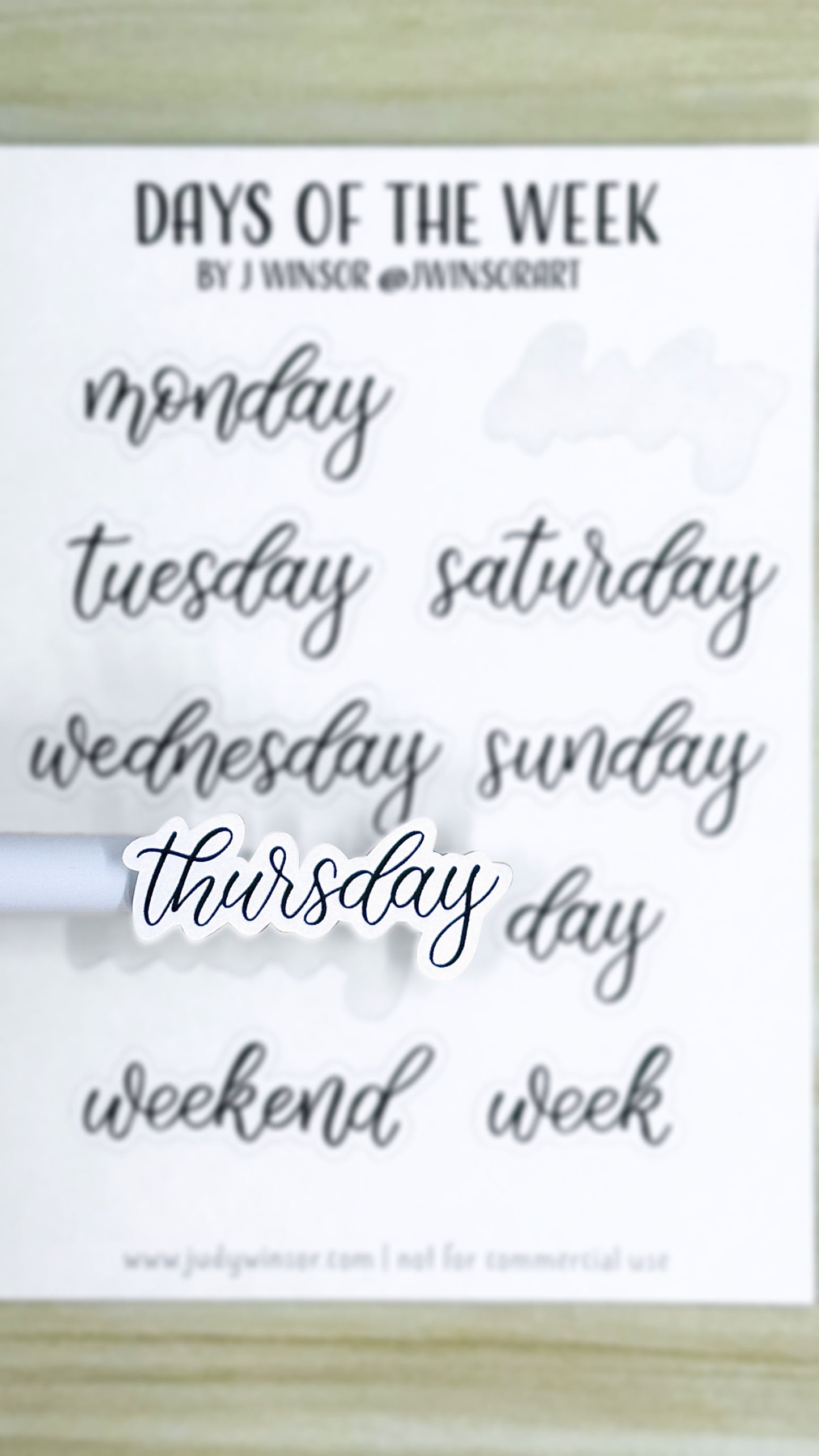 Days of the Week Planner Sticker Sheet Bujo Bullet Journal