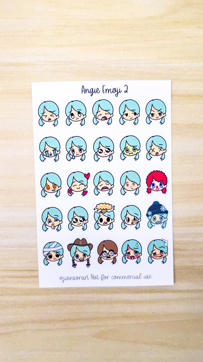 Angie Emoji Mood Emoti Planner Sticker Sheet Bujo Cute Kawaii Girl