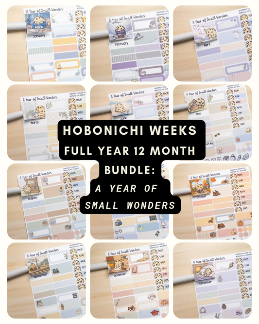 Full Year 12-Month A Year Of Small Wonders Monthly Bundle - Hobonichi Kit - Weeks Size