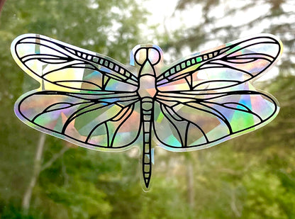 Dragonfly Suncatcher Rainbow Prism Iridescent Window Decal Illustrated Sticker