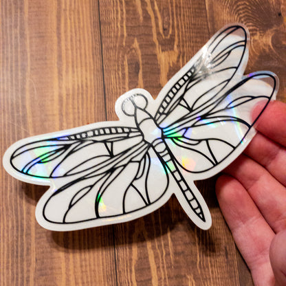 Dragonfly Suncatcher Rainbow Prism Iridescent Window Decal Illustrated Sticker