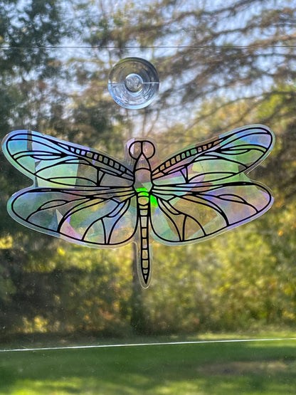 Dragonfly Suncatcher Rainbow Prism Iridescent Window Decal Illustrated Sticker