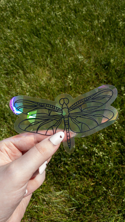 Dragonfly Suncatcher Rainbow Prism Iridescent Window Decal Illustrated Sticker