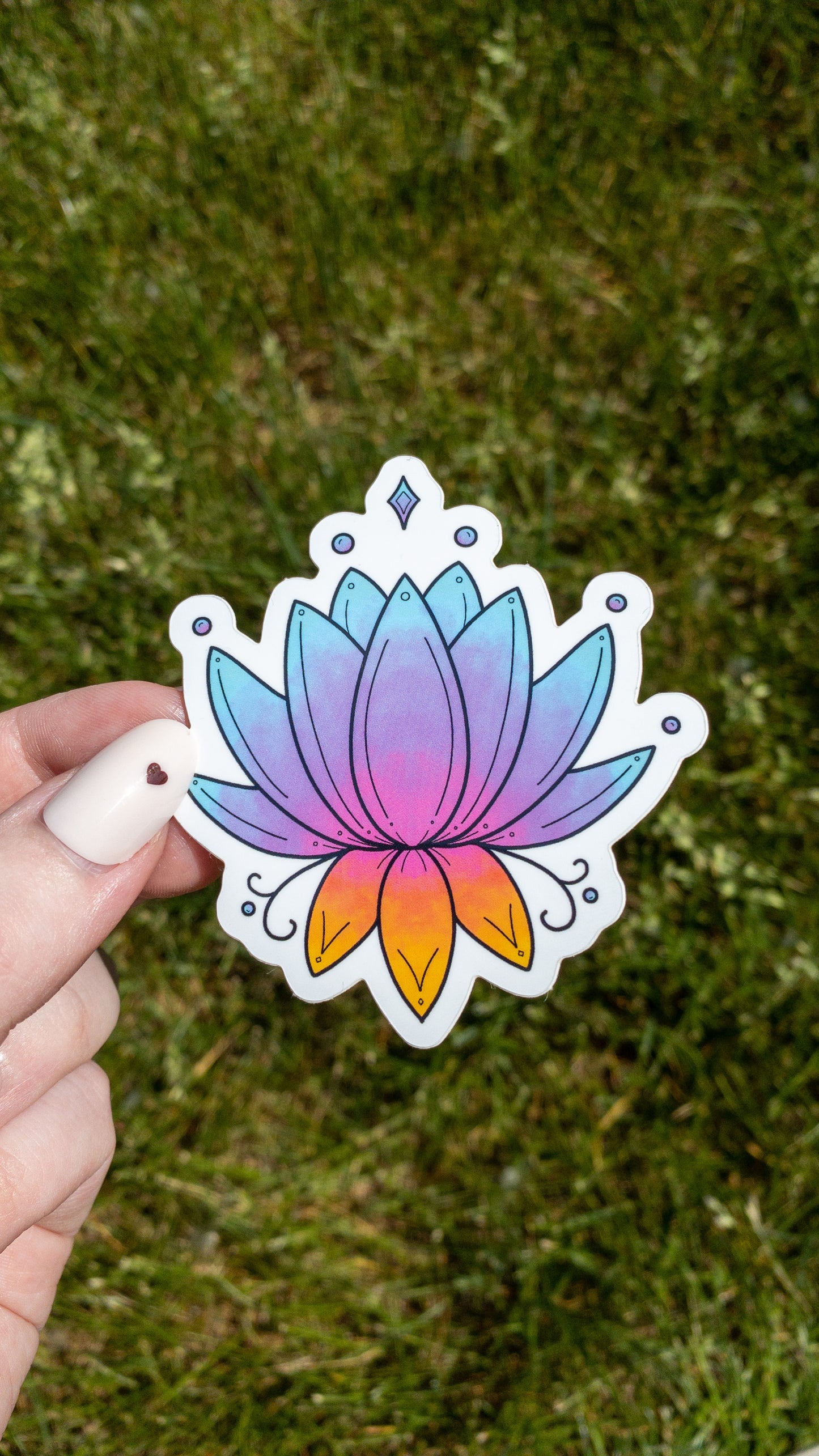 Lotus Flower Illustrated Vinyl Glossy Sticker 3 inch