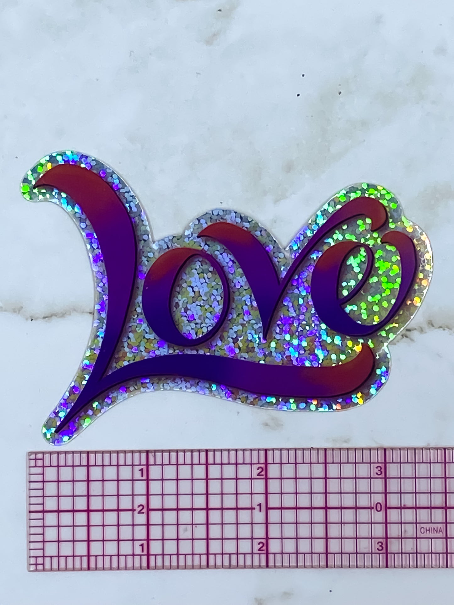Love Holographic Glitter Sticker 3.5 inch