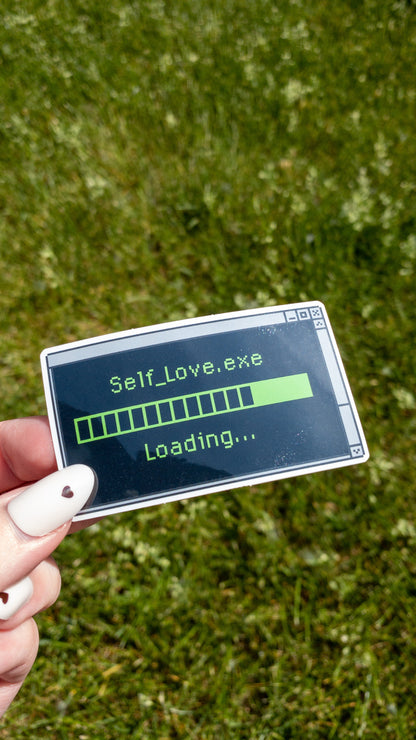 Self Love Loading Retro Black Vinyl Glossy Sticker 3 inch