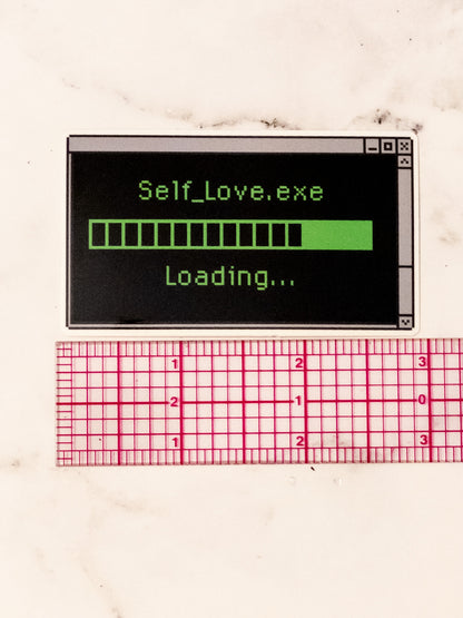 Self Love Loading Retro Black Vinyl Glossy Sticker 3 inch