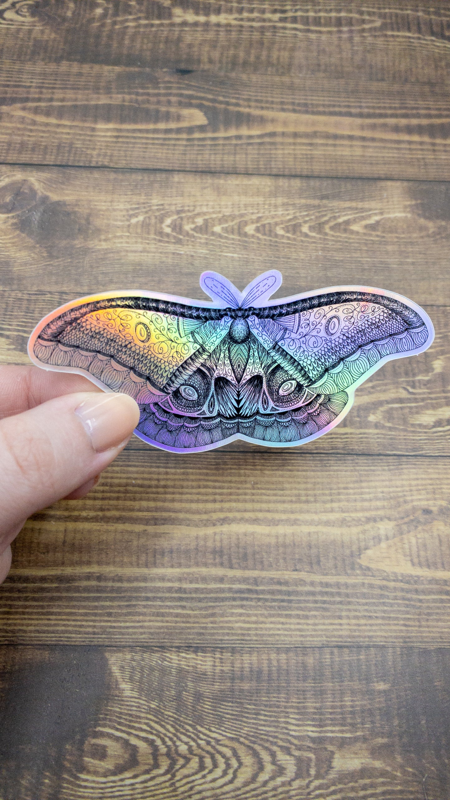 Moth Holographic Sticker 4 inch