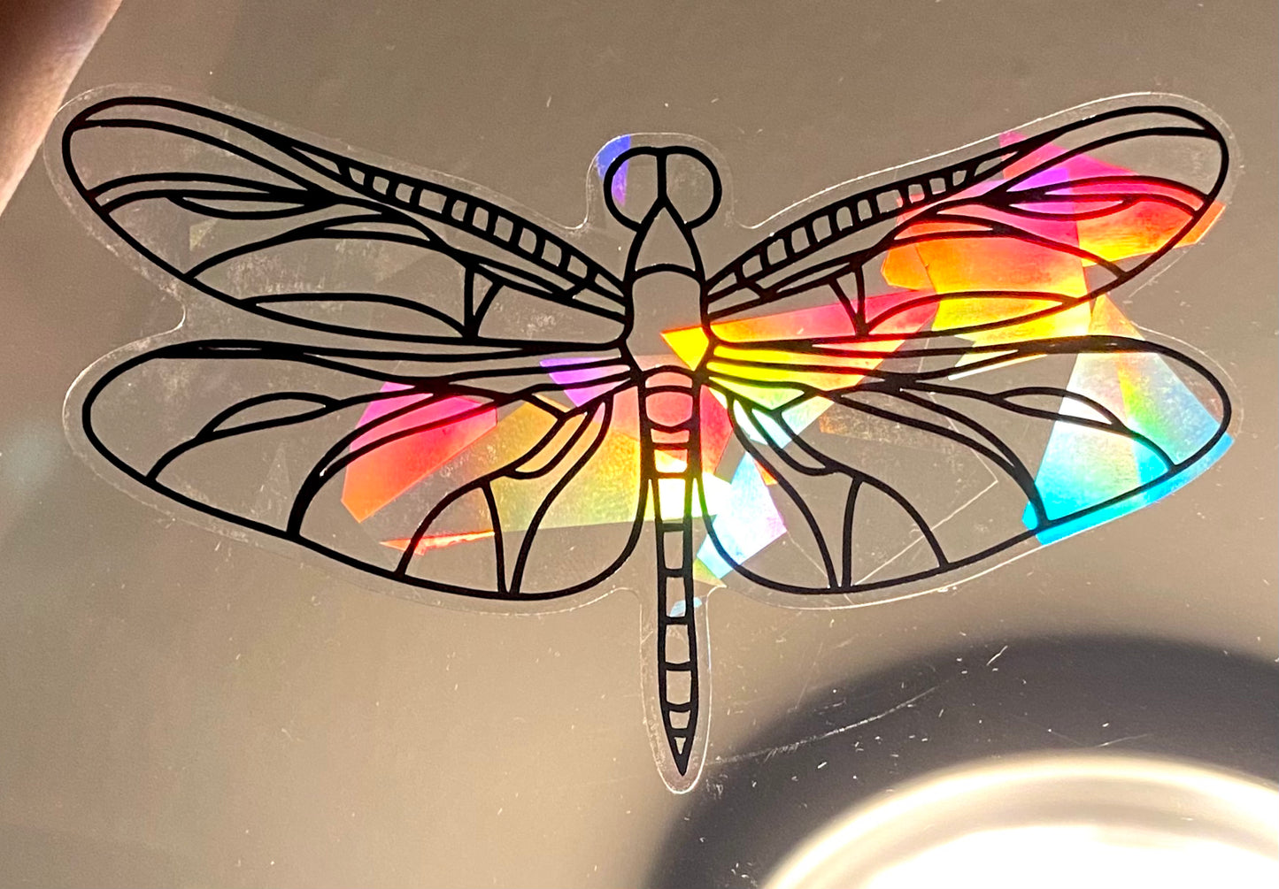 Dragonfly Suncatcher Rainbow Prism Iridescent Window Decal Illustrated Sticker