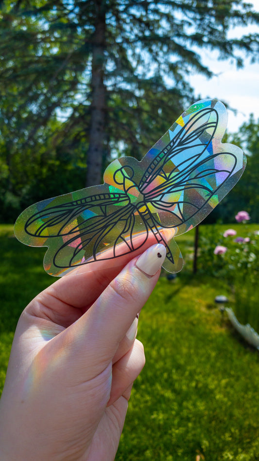 Dragonfly Suncatcher Rainbow Prism Iridescent Window Decal Illustrated Sticker