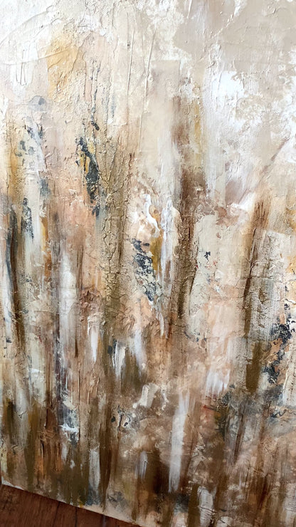 Golden Grove Original Abstract Metallic Texture Impasto Painting Canvas Contemporary Art Ready To Hang