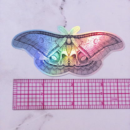 Moth Holographic Sticker 4 inch