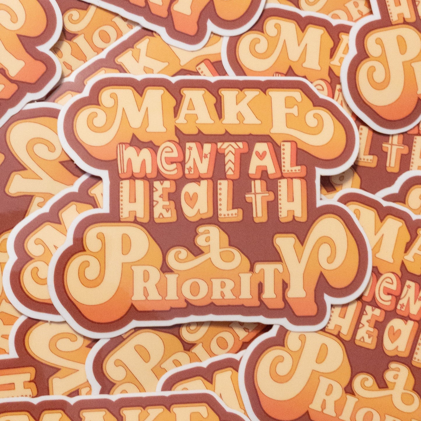 Make Mental Health A Priority Clear Vinyl Sticker 3 inch