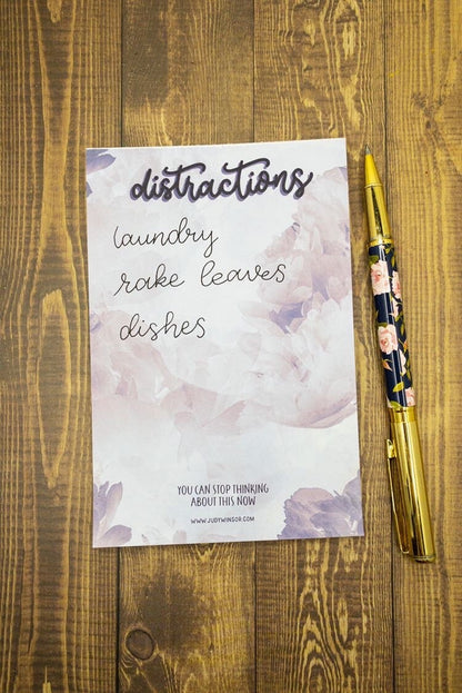 Distractions Floral Notepad Memo Pad To Do List