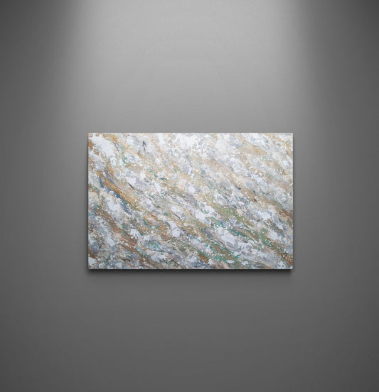 Downstream Original Abstract Metallic Texture Impasto Painting Canvas Contemporary Art Ready To Hang